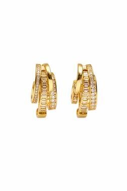 NEW NATIVE GEM women's triple threat huggies earring in gold